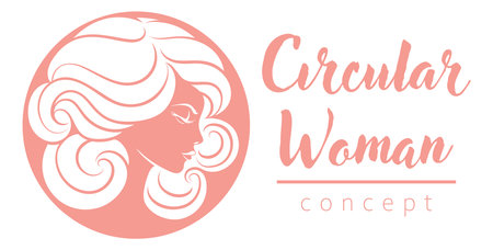 Woman Circle Face Hair Salon Hairdresser Designのイラスト素材
