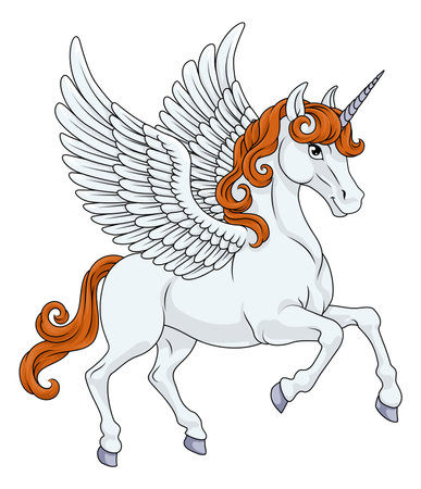 Unicorn Pegasus Wings Horn Horse Animal Cartoonのイラスト素材