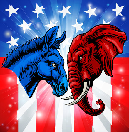 Republican Democrat Elephant Donkey Electionのイラスト素材