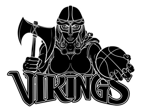 Viking Celtic Knight Basketball Warrior Womanのイラスト素材