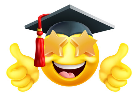 Emoji Graduate College Star Eyes Cartoon Emoticonのイラスト素材