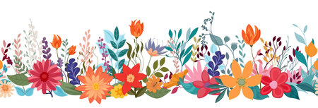 Wild Flowers Seamless Abstract Pattern Designのイラスト素材