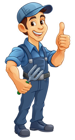 Gardener Cartoon Garden Tool Man Farmer Mascotのイラスト素材