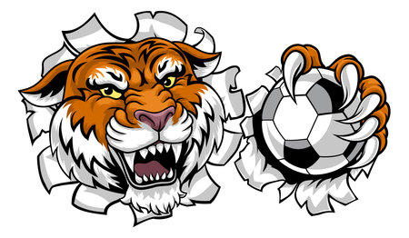 Tiger Soccer Football Animal Sports Team Mascotのイラスト素材