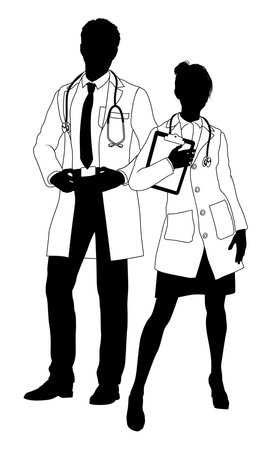 Male and Female Doctors Man and Woman Silhouetteのイラスト素材