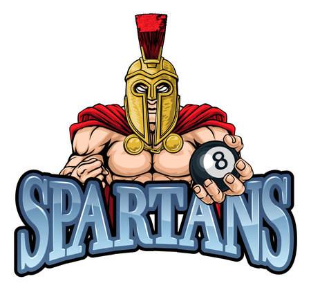 Spartan Trojan Pool Ball Billiards Mascot Cartoonのイラスト素材