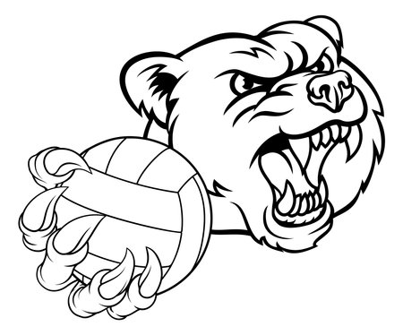 Bear Volleyball Volley Ball Claw Grizzly Mascotのイラスト素材