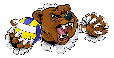Bear Volleyball Volley Ball Claw Grizzly Mascotのイラスト素材