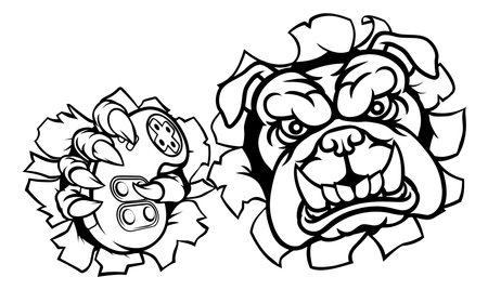 Bulldog Dog Video Gaming Gamer Sports Mascotのイラスト素材