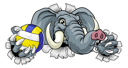 Elephant Volleyball Volley Ball Animal Mascotのイラスト素材