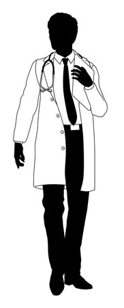 Doctor Man and Clipboard Medical Silhouette Personのイラスト素材