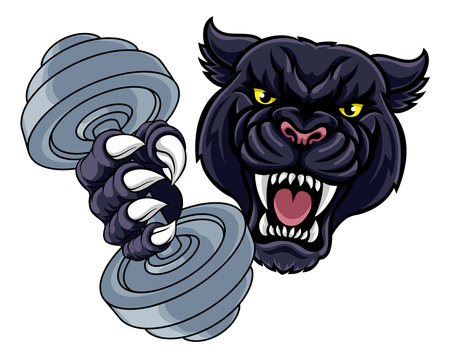 Panther Jaguar Leopard Weight Lifting Gym Mascotのイラスト素材