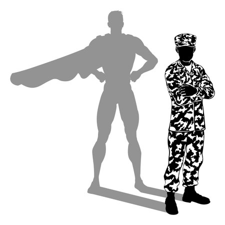 Super Hero Soldier Silhouette Superhero Shadowのイラスト素材