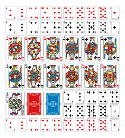 Playing Cards Deck Full Yellow Red Blue Blackのイラスト素材