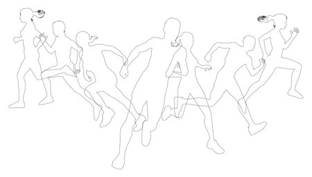Silhouette Runners Running Sports Silhouettes Setのイラスト素材