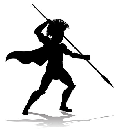 Spartan Silhouette Gladiator Trojan Greek Warriorのイラスト素材