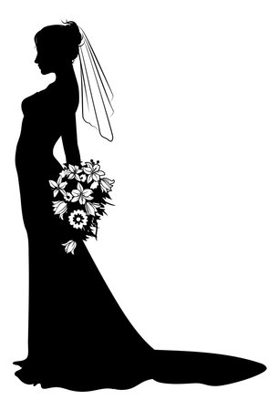 Bride Bridal Wedding Dress Silhouette Woman Designのイラスト素材