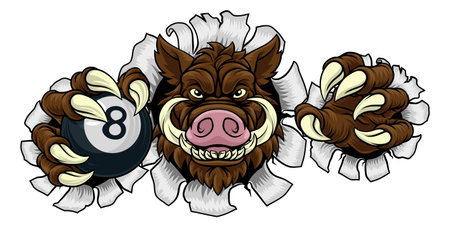 Boar Wild Hog Razorback Warthog Pig Pool Mascotのイラスト素材