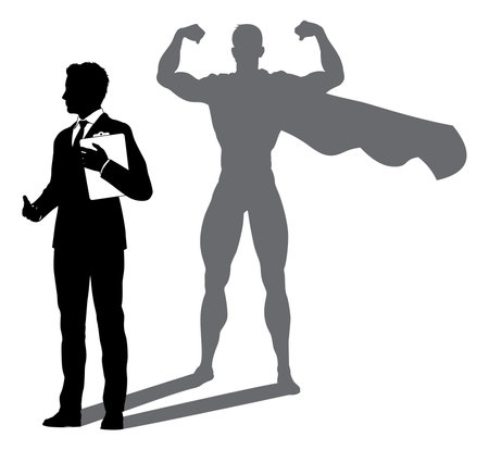 Superhero Business Man With Super Hero Shadowのイラスト素材