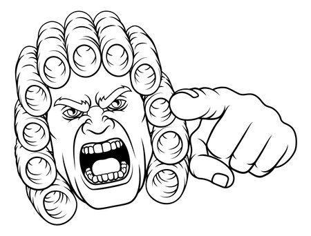 Angry Judge Pointing Cartoon Characterのイラスト素材