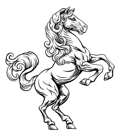 Horse Crest Rampant Coat of Arms Heraldic Heraldryのイラスト素材