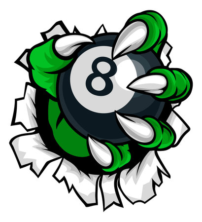 Pool Billiards Ball Monster Hand Claws Talonsのイラスト素材