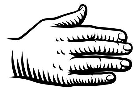 Hand Palm out Back or Rear Vintage Woodcut Styleのイラスト素材