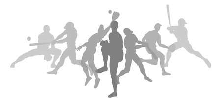 Baseball Silhouette Players Player Silhouettesのイラスト素材