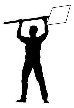 Protest Rally March Picket Sign Silhouette Personのイラスト素材