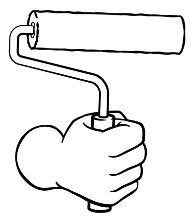 Painter Decorator Hand Fist Paint Roller Cartoonのイラスト素材