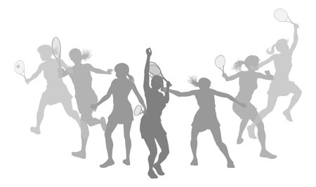 Silhouette Tennis Players Silhouettes Conceptのイラスト素材