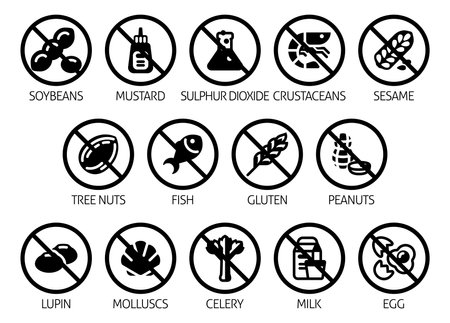 Allergen Free Food No Major Allergy Icons Labelsのイラスト素材