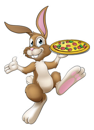 Easter Bunny Rabbit Cartoon Pizza Restaurant Chefのイラスト素材