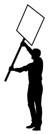 Protest Rally March Picket Sign Silhouette Personのイラスト素材