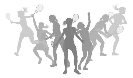 Silhouette Tennis Players Silhouettes Conceptのイラスト素材