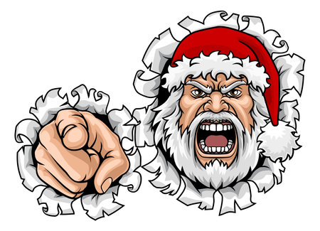 Angry Santa Claus Father Christmas Cartoon Mascotのイラスト素材