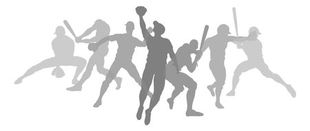 Baseball Silhouette Players Player Silhouettesのイラスト素材