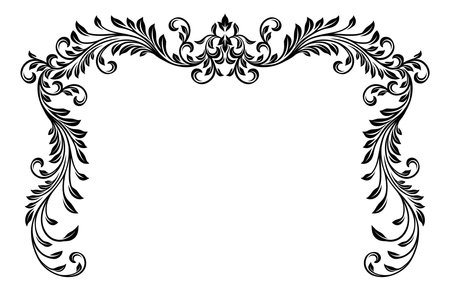 Filigree Heraldic Crest Motif Floral Pattern Frameのイラスト素材
