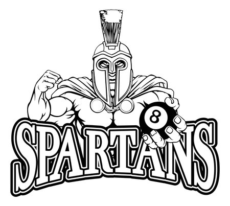 Spartan Trojan Pool Ball Billiards Mascot Cartoonのイラスト素材