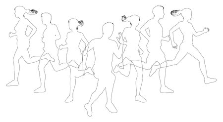 Silhouette Runners Running Sports Silhouettes Setのイラスト素材