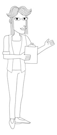 Woman With Clipboard Pointing Illustrationのイラスト素材