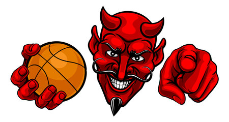 Devil Basketball Ball Sport Team Mascot Illustrationのイラスト素材