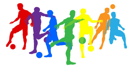 Soccer Football Players Male Men Silhouettes Groupのイラスト素材