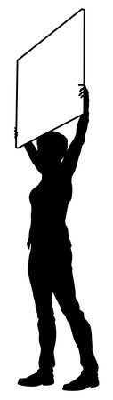 Protest Rally March Picket Sign Silhouette Personのイラスト素材