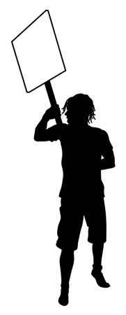 Protest Rally March Picket Sign Silhouette Personのイラスト素材