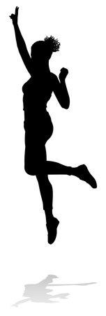 Happy Woman Jumping For Joy Silhouette Personのイラスト素材