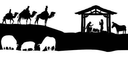 Christmas Nativity Scene Bethlehem Manger Wise Menのイラスト素材