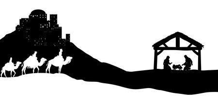 Christmas Nativity Scene Bethlehem Manger Wise Menのイラスト素材