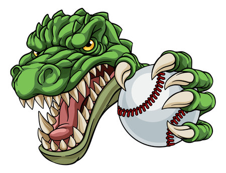 Crocodile Dinosaur Alligator Baseball Sport Mascotのイラスト素材
