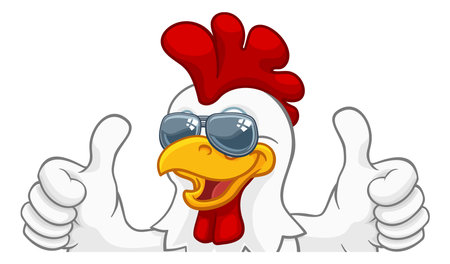 Chicken Rooster Cockerel Bird Sunglasses Cartoonのイラスト素材